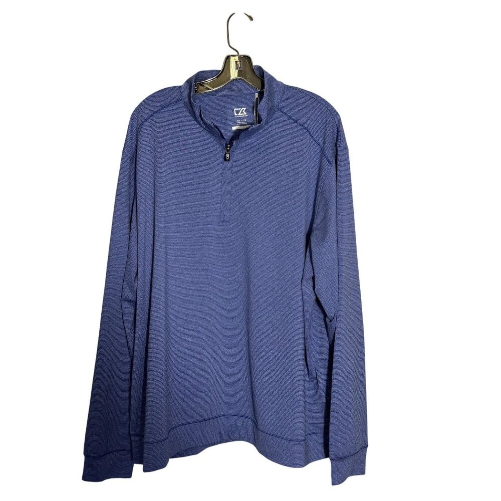 Cutter & Buck Mens XXL Blue 1/4 Zip Pullover CB DryTec 50+ Moisture-Wicking